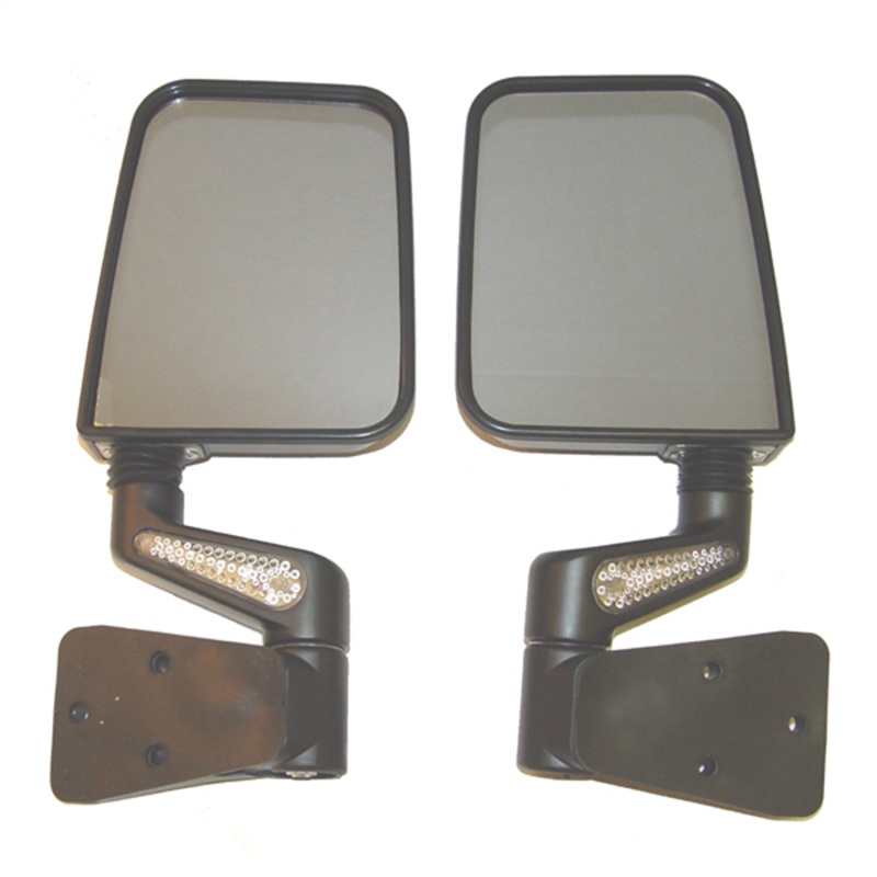 Jeep Wrangler TJ Door Mirror Kit - Rugged Ridge - Heated w/ LED Signals - Black - `97-`02